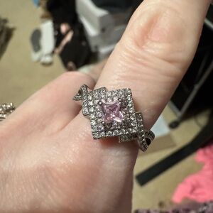 Elegant Pink and Silver Women's Ring